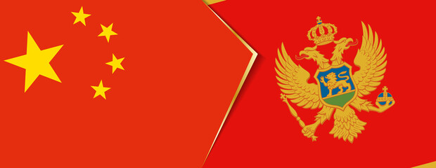 China and Montenegro flags, two vector flags.