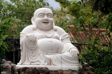 Thien Ung Buddhist temple, smiling Maitreya Buddha, big happy Maitreya Buddha statue, Quy Nhon, Vietnam, Indochina
