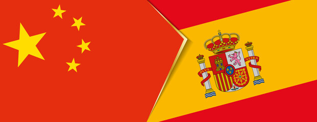 China and Spain flags, two vector flags.