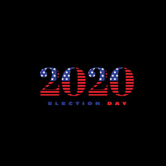 2020 text with USA flag for American  election day, American presidential