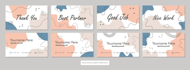 Trendy double-sided business card template. Stationery template design vector with abstract geometry shapes background.