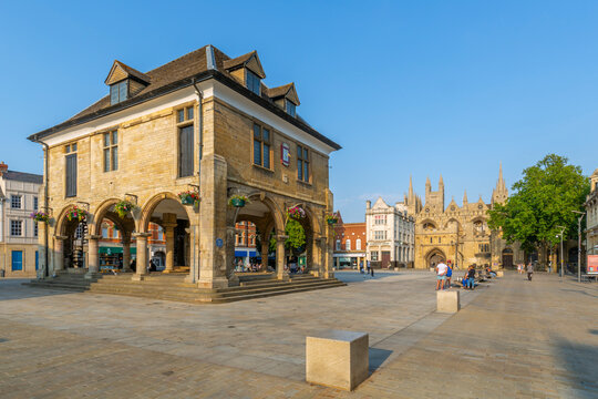 View of Guild Hall in the Town Square, Peterborough, Northamptonshire, England, United Kingdom