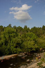 Lovely landscape with river, forest and cloud in Villa General Belgrano, Cordoba, Argentina 