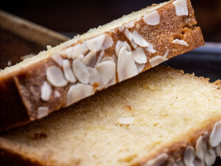 Banana short bread  with sprinkles of almonds very delicious looking