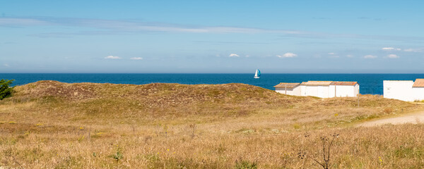 Yeu island in France, beautiful landscape, cliffs with turquoise water