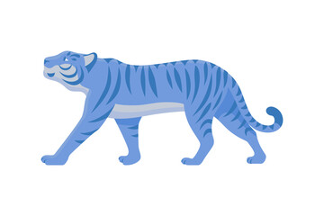 Astrology Chinese Tiger vector illustration in blue colour