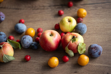 ripe apples on a  table
