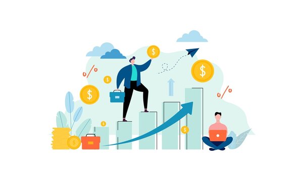 Money Growth Prediction And Progress Report Illustration Concept