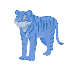 Astrology Chinese young Tiger vector illustration in blue colour