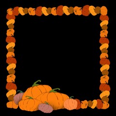 Pumpkin frame. Background for Halloween.