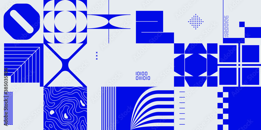Wall mural modern brutalism inspired design artwork abstract vector pattern graphics with bold geometric shapes