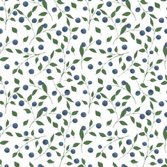 Hand-painted seamless pattern with forest blueberries.