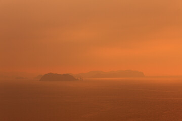 笠山から望む夕暮れ