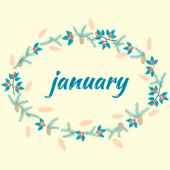 diary, calendar month january vector