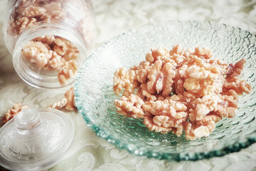 Walnut kernels rich of Omega-3 polyunsaturated fatty acid and antioxidants, healthy food for a snatch