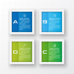 Business infographics template 4 steps with square,Element for design invitations,Vector illustration.