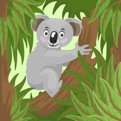 koala cartoon in the yard stock vector illustration
