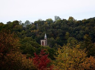 church in autumn