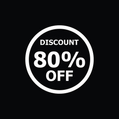 Sale discount icon with white background. Special offer price signs, Discount 80% OFF