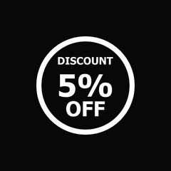 Sale discount icon with white background. Special offer price signs, Discount 5% OFF