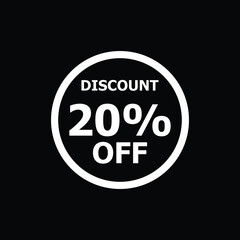 Sale discount icon with white background. Special offer price signs, Discount 20% OFF