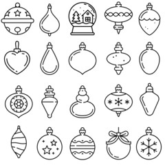 Christmas ball icon vector set. christmas toy illustration sign collection. new Year symbol.