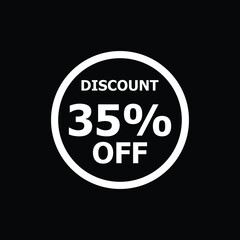 Sale discount icon with white background. Special offer price signs, Discount 35% OFF