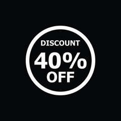 Sale discount icon with white background. Special offer price signs, Discount 40% OFF