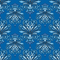 Seamless pattern of ornamental drawn design elements