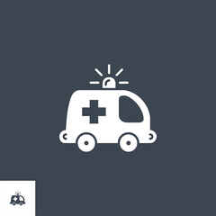 Ambulance Car related vector glyph icon. Isolated on black background. Vector illustration.
