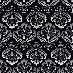Fototapeta premium Seamless vector background of silhouettes ornamental vintage flowers