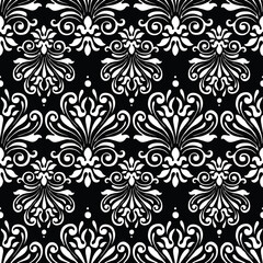 Seamless vector pattern of silhouettes decorative floral elements