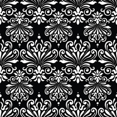 Seamless vector pattern of silhouettes decorative floral elements