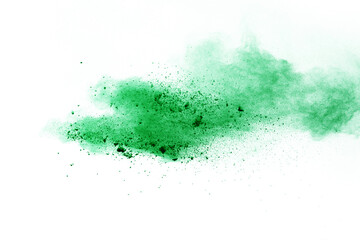 Green colored splatted over white background.