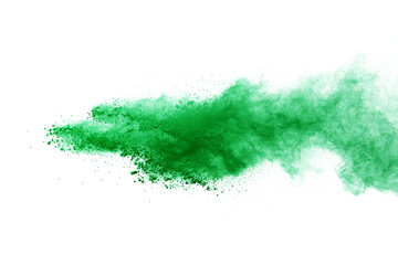 Green colored splatted over white background.