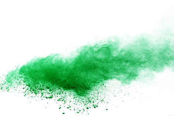 Green colored splatted over white background.