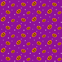  Halloween Trick or Treat  vector seamless texture pumpkin orange fuchsia purple black white