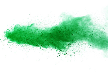 Green colored splatted over white background.
