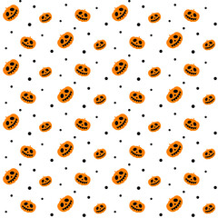 Halloween Trick or Treat  vector seamless texture pumpkin orange black 