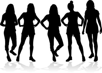 Women silhouettes on a white background.
