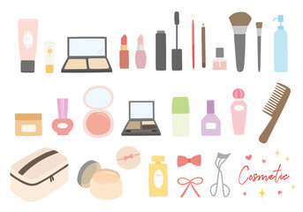 いろんなコスメグッズ 化粧品のイラストセット（輪郭線なし）