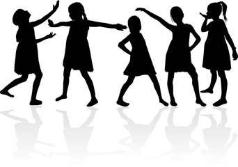 Women silhouettes on a white background.