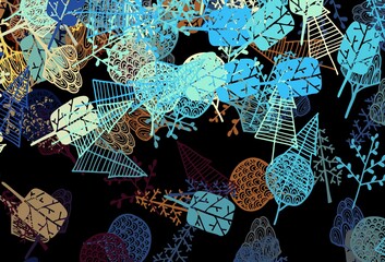 Dark Blue, Yellow vector abstract backdrop with trees, branches.