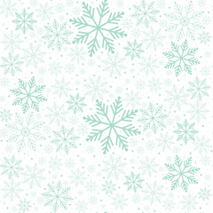 Vector winter background. Blue snowflakes on a white background. Seamless pattern