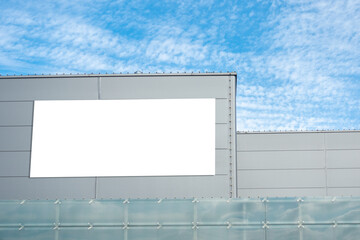 Mock up. Blank empty billboard, digital screen, information board on gray building wall