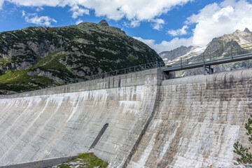 Gelmer dam near by the Grimselpass in Swiss Alps, Switzerland