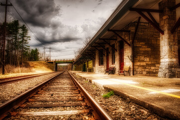 Fototapeta na wymiar old railroad tracks