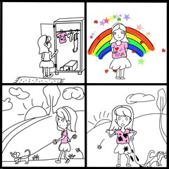 page for kids mini comic girl in favorite t-shirt, part1