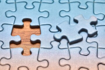 Jigsaw puzzle with one piece missing only, easy task to complete
