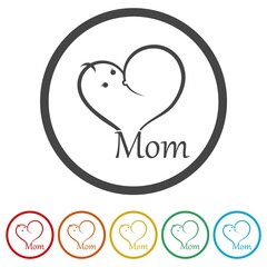 Momy and child ring icon, color set